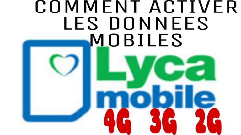 Écran de configuration des données mobiles Lycamobile pour activer internet facilement