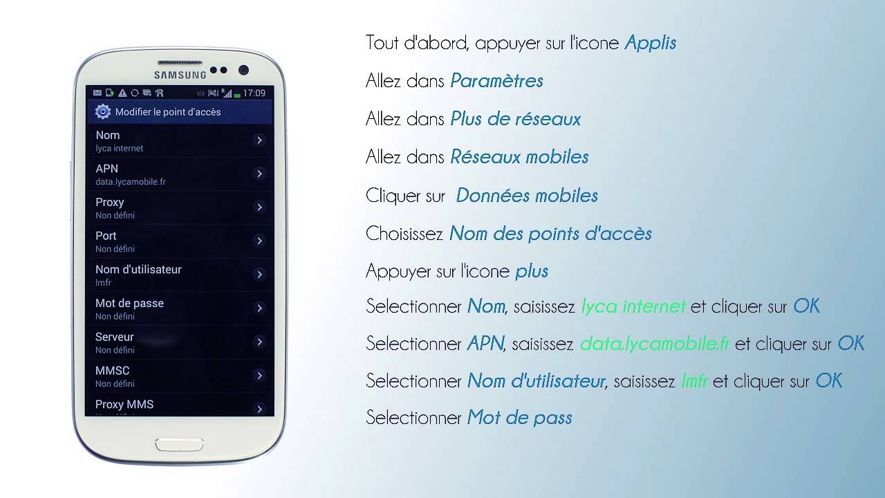 Configuration Internet Lycamobile sur Android