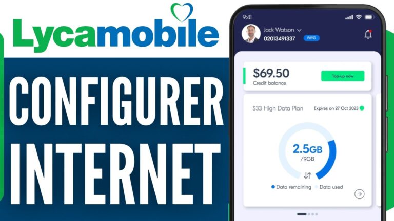Écran de configuration des données mobiles sur un téléphone avec Lycamobile
