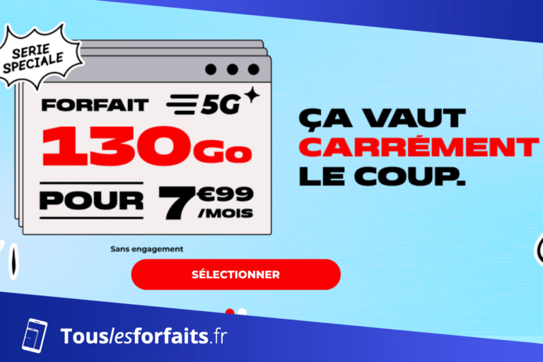 Illustration d’un forfait mobile NRJ Mobile avec 130 Go, représentatif des offres actuelles pour une longue durée de navigation