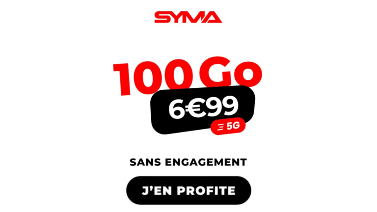 Forfait Syma Mobile 100 Go en 5G à 6,99 € pour surfer facilement sur internet