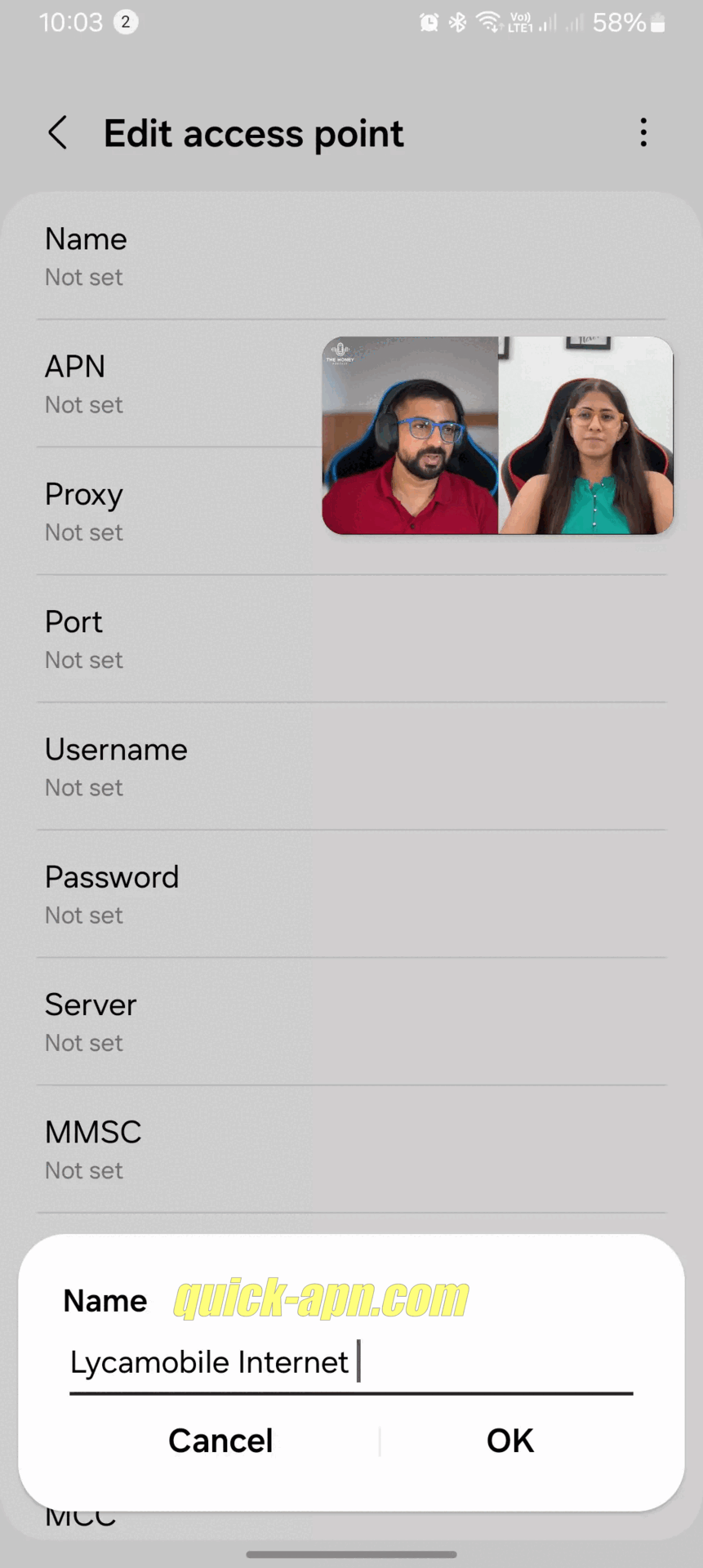 Guide APN Lycamobile configuration