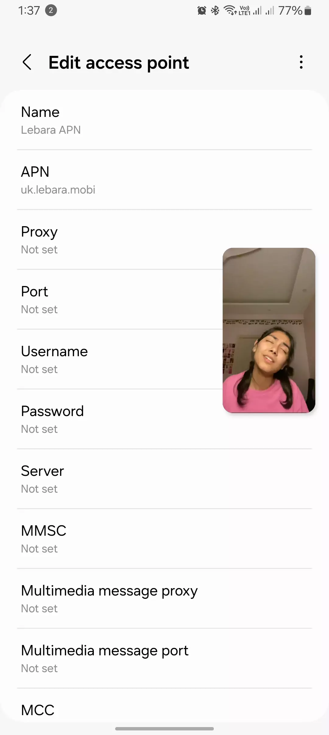 Paramètres APN Lebara Android