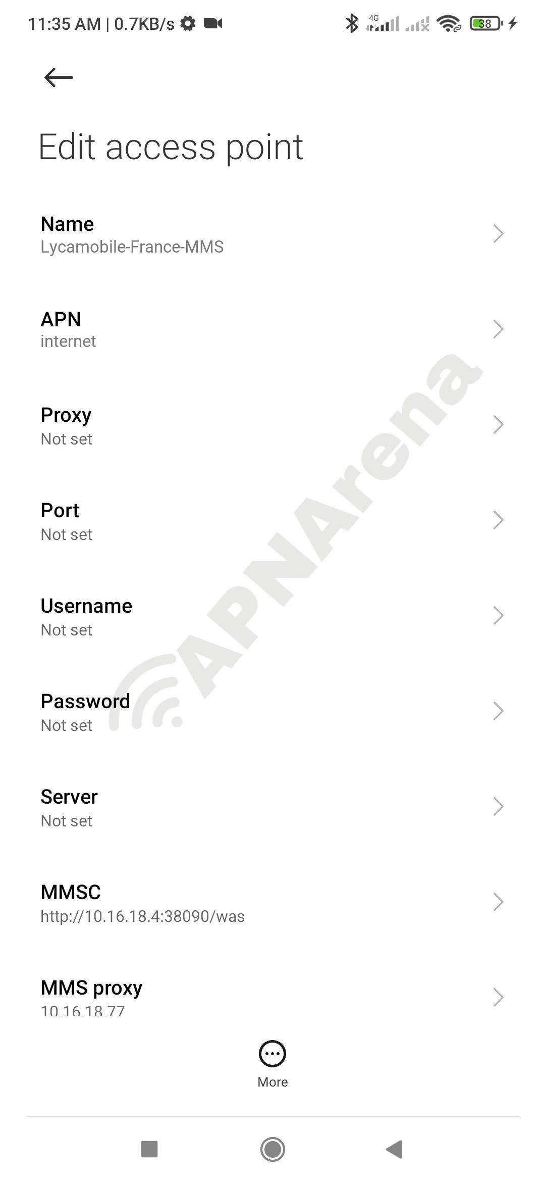Paramètres APN Lycamobile Android