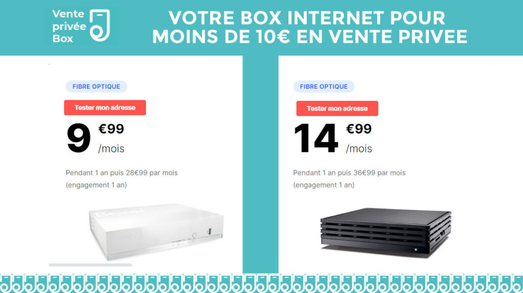 Vente privée box internet avec la Fibre à moins de 10€ par mois