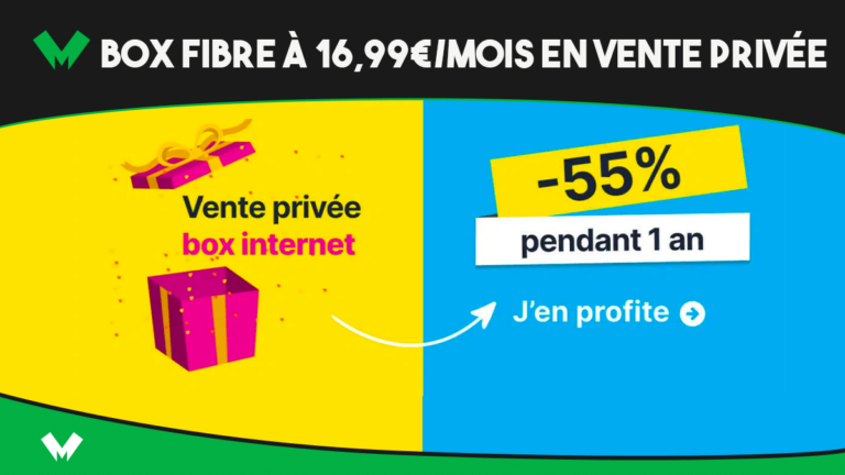 Illustration d’une offre de vente privée sur une box internet avec réduction de 55%