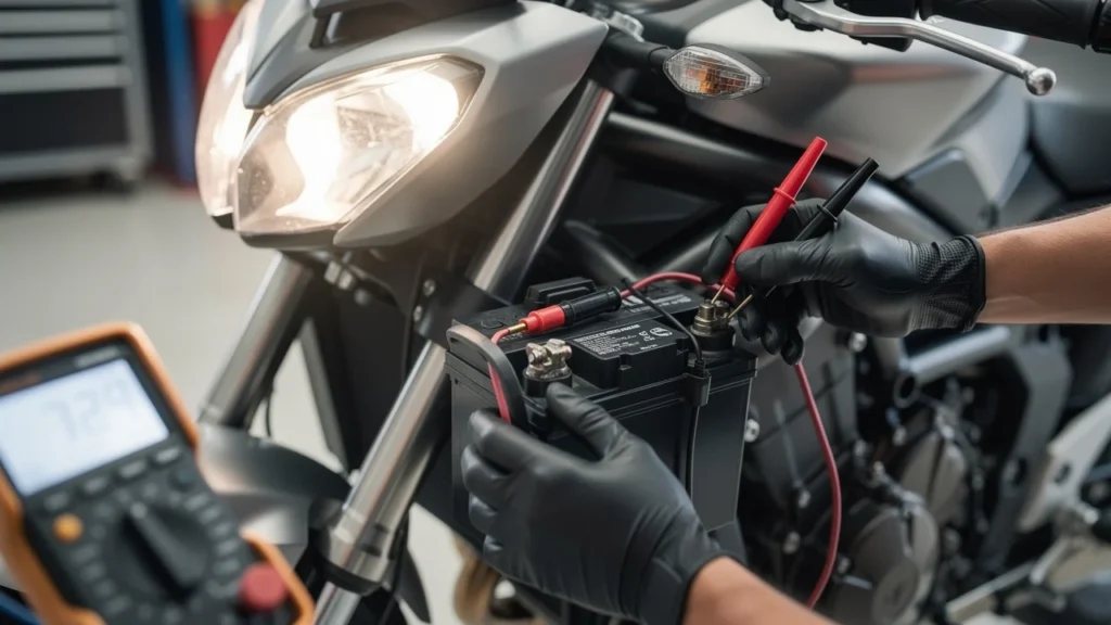Tension d’une batterie moto moteur tournant : les valeurs qui doivent alerter