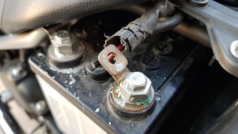 Bornes de batterie moto oxydées
