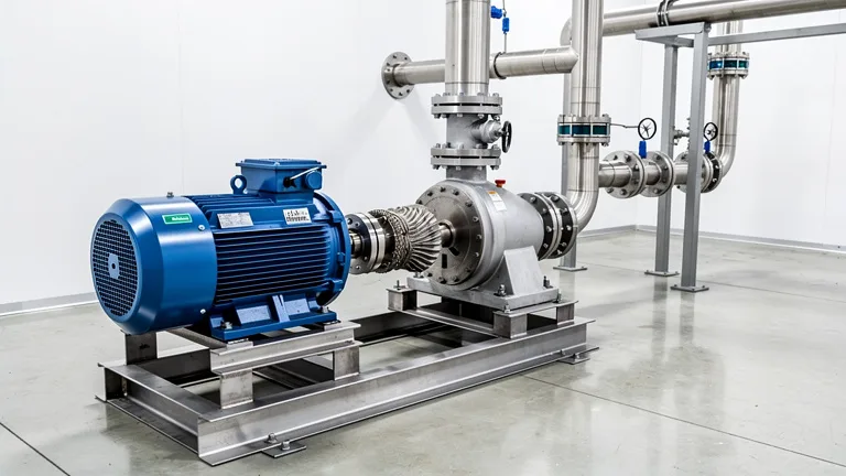 Moteur électrique entraînant une pompe industrielle